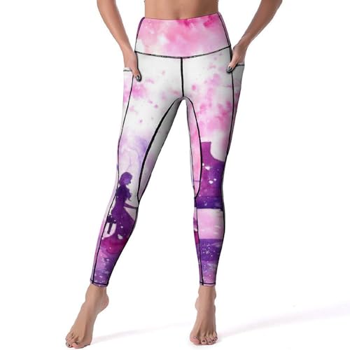 Legging piano anime girl pour femme : pantalon de sport taille haute idéal yoga et fitness