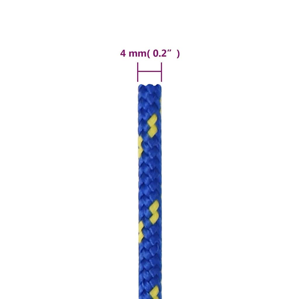 Bootsseil Polypropylen 4 mm Durchmesser 500 m Länge Blau Geflochtenes Allzweckseil für Bootssport Camping und Transport