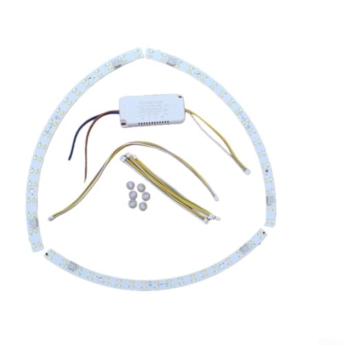 Fuente de luz LED curvada para ventilador de techo SMD, diseño de montaje de iluminación, material plástico transparente, 18 W, 27 W, 36 W, opciones (3 unidades de 27 W x 2 + controlador)