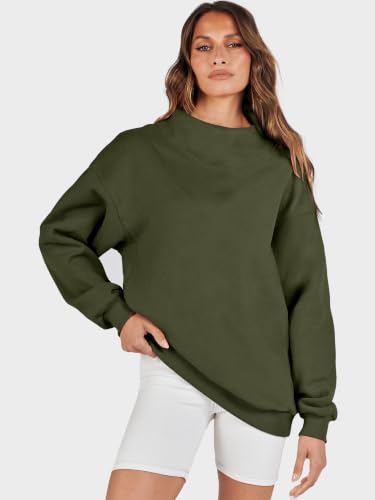 Image of ANRABESS Womens Oversized Sweatshirts Mock Neck Pullover