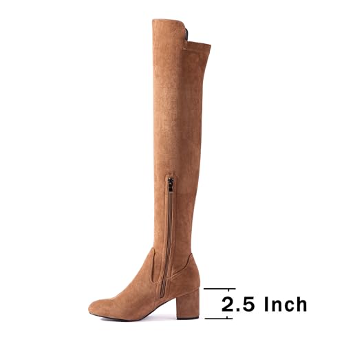 N.N.G Women Over the Knee Boots Thigh High Suede Black Block Low 2 Inch Heel Chunky Above Knee Winter Pointed toe3