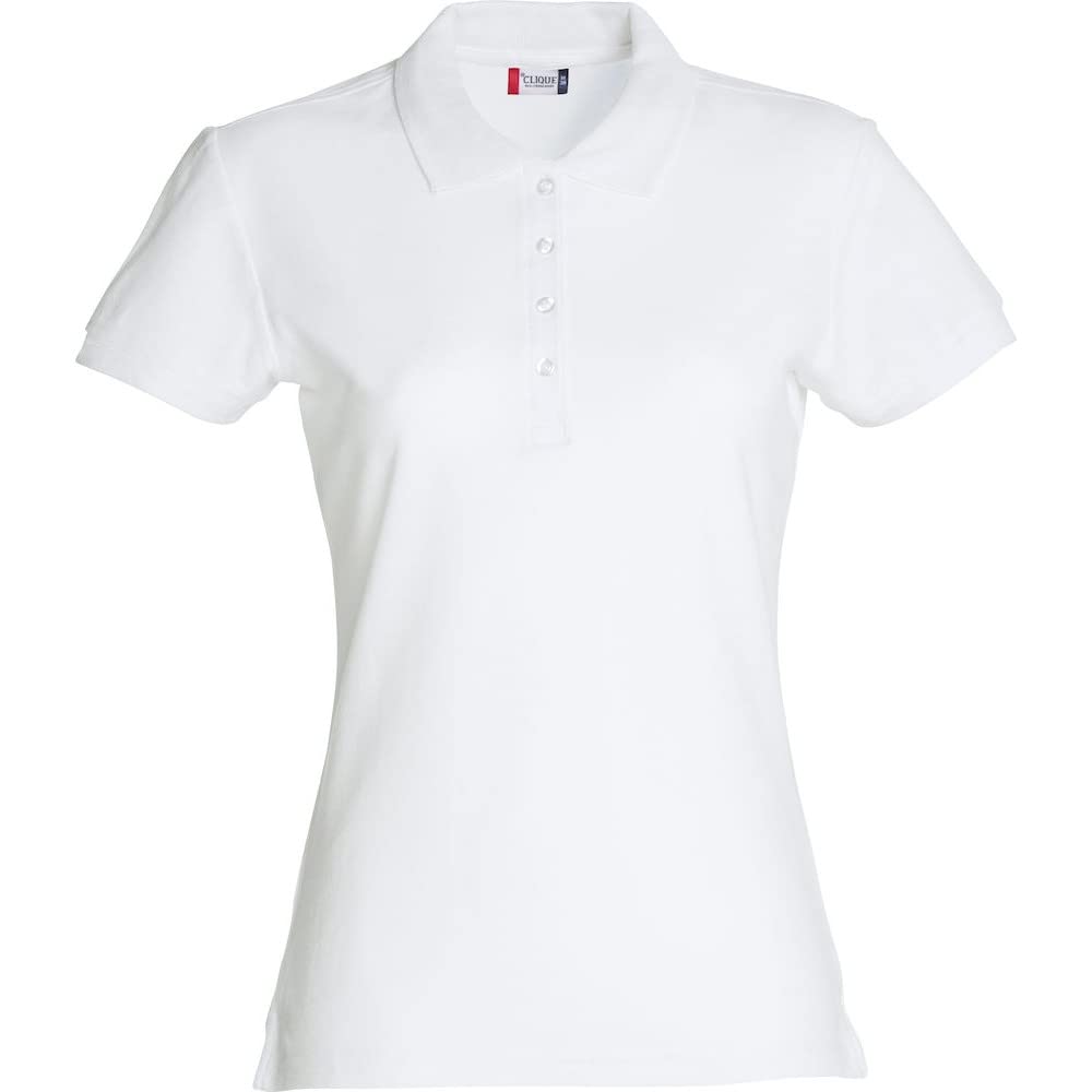 Clique Women's White Plain Short-Sleeved Polo Shirt, L, Oeko-Tex Certified