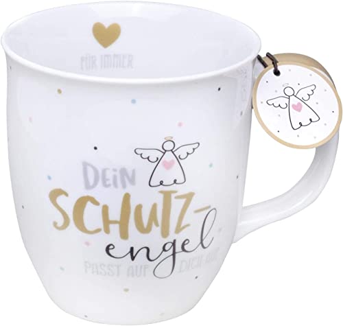 GRUSS & CO Tasse Motiv \"Dein Schutzengel\" | Sprüchetasse, Porzellan, 40 cl | Geschenk Schutzengel, Baby | 46627