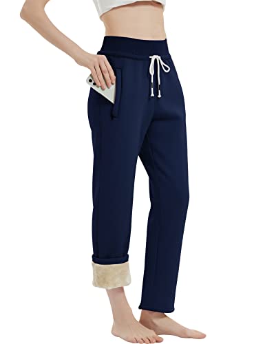 Image of Gihuo Women's Sherpa Lined Sweatpants Winter Warm Fleece Lined Sweatpants with Pockets Fleece Jogger Pants