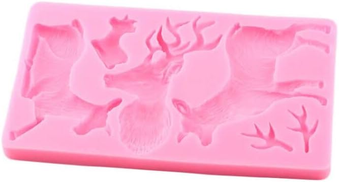 Miniatura 2 de DIY Christmas Elk Deer Antlers Molde de silicona Sugarcraft Fondant Cake Decorating Tools 3D Craft Chocolate Candy Arcilla Moldes de resina Molde