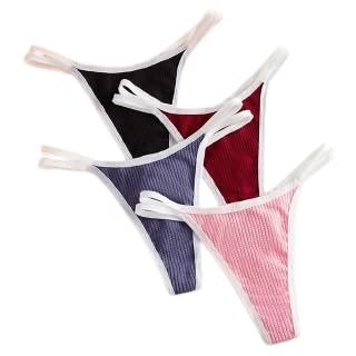 Women Bikini Panties Combo Set | Soft Stretchable Low Rise Underwear | Women's Ribbed G-String Thong Panties, Multicolour, Pack of 4, All Day Comfort | Free Size-picture-11