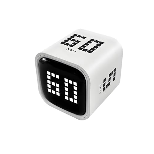 QUMOX Temporizador Digital En Cubo, Reloj De Cuenta Regresiva Recargable Con Sensor De Gravedad Y Modo Manual, 5/10/30/60 Minutos, USB-C, Pantalla LED, Alertas Con Vibración y Sonido Para Estudio, Coc