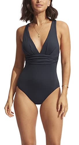 Seafolly Damen-Badeanzug mit tiefem V-Ausschnitt, breiter Riemen,...