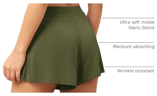 Image of ODODOS 2-Pack Ultra-Soft Modal Lounge Shorts for Women - Lightweight & Breathable Sleepwear, 3 inch Inseam