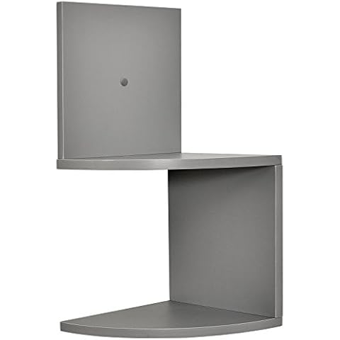 Greenco Corner Shelf, Modern Design 2 Tier Floating Shelves for Walls, Easy-to-Assemble Wall Mount Corner Shelves for Bedrooms and Living Rooms, Gray Finish Cover