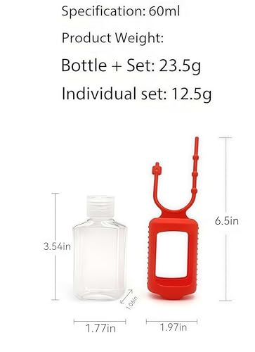 Image of 5Pack Hand Sanitizer Travel Size Holder, Travel Keychain Bottles Sanitizer Holder Refillable Squeeze Containers for Kids and Adult 2oz