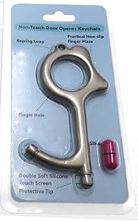 No Touch Door Opener, Use to Open Doors, Flush Toilets, Touch Screens, Press ATM and Gas Station keypads, Cross Walk and Elevator Buttons. Zinc Alloy Keychain with Soft Silicone Protective Tip