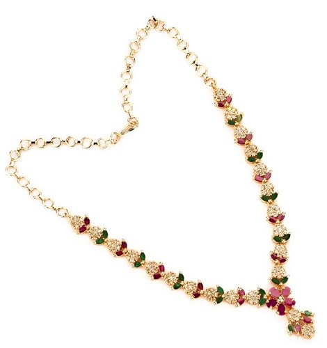 Image of Sasitrends Micro Gold Plated Peacock AD Stone Studded Jewellery Set