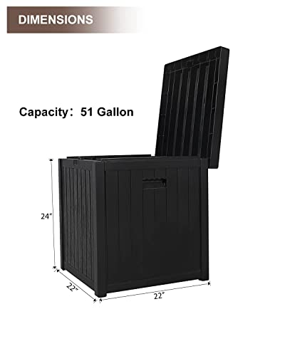 SUNCROWN 51 Gallon Square Deck Storage Box Resin Outdoor Storage Container with Handles for Patio Garden Yard, Black - Thumbnail 7