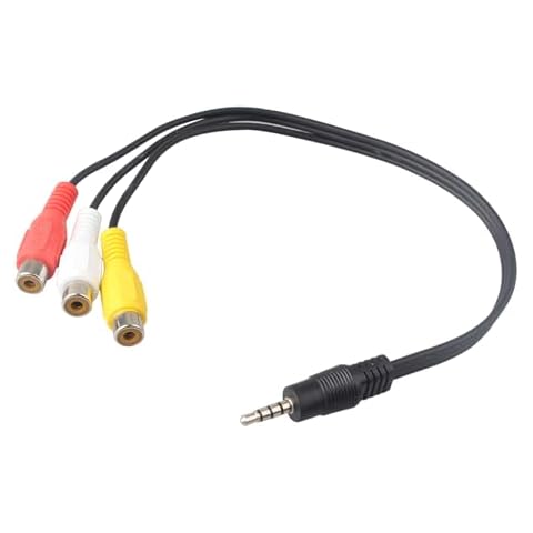 Futheda 3.5mm Male Plug to 3 Triple RCA Female Jack Adapter Audio Splitter Cable, Stereo Audio Video AUX Extension Cable (Red - Yellow - White) Connectors for AV Audio Video LCD TV HDTV Cover