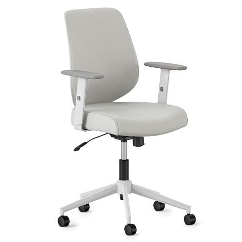 Image of Branch Daily Chair - Vegan Leather Office Chair with Swivel, Lumbar Rest, and Adjustable Armrests - Comfortable Seating for Improved Posture and Productivity - Limestone | Lumbar Rest and Adjustable Armrests, Comfortable Seating for Improved Posture and Productivity, Limestone