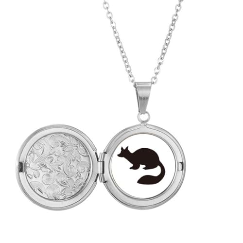 Collier médaillon martre noir avec image d'animal : le bijou anti-ternissement
