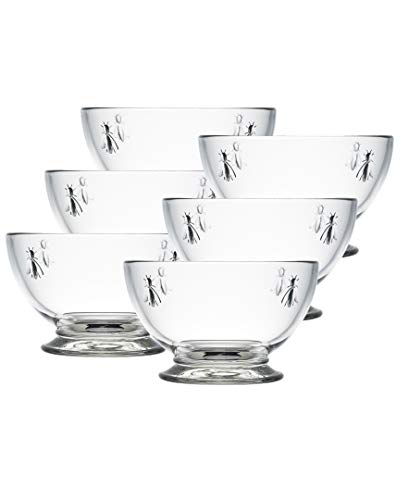 La Rochere Bee Glass Bowls Set Of 6 – Elegant Soup, Salad, Or Pasta Bowls – Dishwasher Safe Glass Bowl Set – Serving Bowls For Entertaining Or Everyday Use – 21 Ounce Dinner Bowls #TOP16