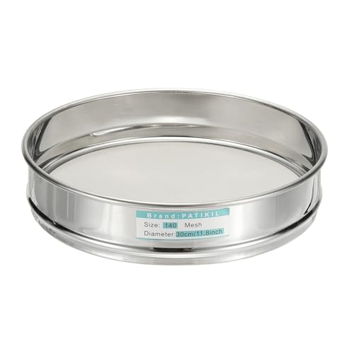 PATIKIL 140メッシュ(0.106mm)ラボふるい 11.8インチ(30cm)直径ふるい304ステンレス鋼ワイヤー布細かいメッシュふるい産業実験室家庭用土ふるい乾燥ふるいスクリーンハッシュ