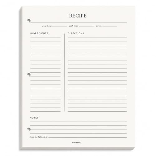 Bloc de recetas blanco roto con papel premium de alta resistencia
