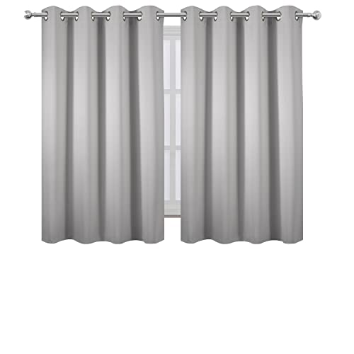 Image of LEMOMO Blackout Curtains 52 x 45 inch /Light Grey Curtains Set of 2 Panels /Thermal Insulated Room Darkening Bedroom Curtains