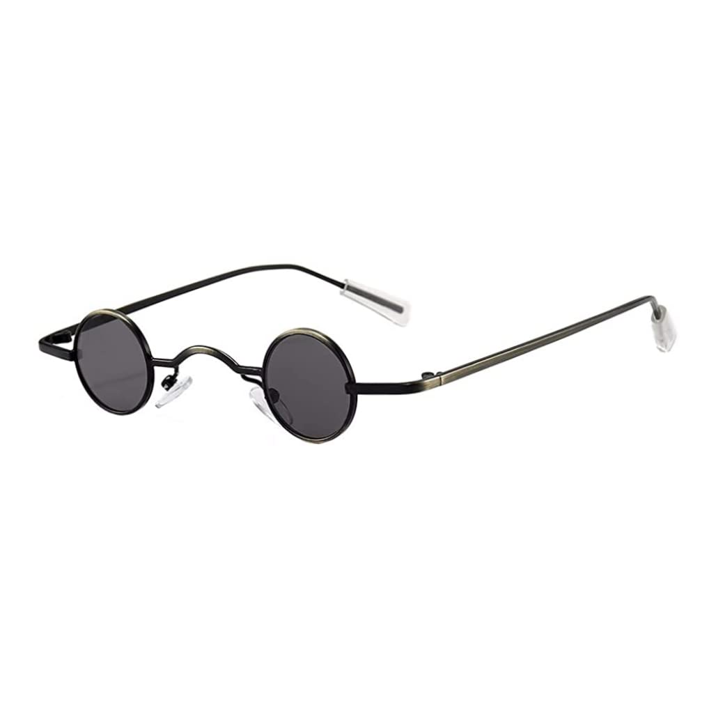 Monetais Retro Mini Sunglasses, Round Men Women Metal Frame Small Round Frame Sun Glasses, Color Lens Sun Glasses for Outdoor Travel and Fishing Sunglasses for Men Black