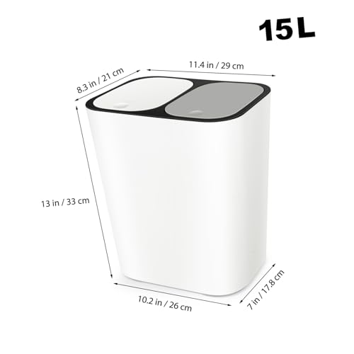 Caneca de basura triangular doble compartimento beige 15L miniatura 2