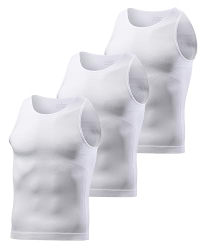 Casey Kevin 3 Pack Men's Gynecomastia Compression Shirt Slimming Shapewear Tummy for Men Sleeveless Workout Tank Top - Main Image