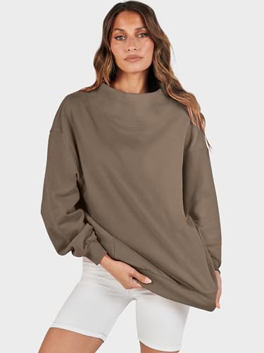 Image of ANRABESS Womens Oversized Sweatshirts Mock Neck Pullover