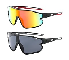 2 Pack: Black and Grey Frame and Grey Lens, Black and Red Frame With Red Mirror Lens