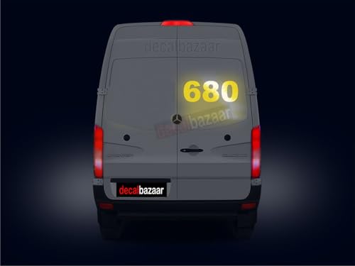 Image of Number Sticker 4 Inches Reflective Vinyl Yellow (Set 2), (Code 20)