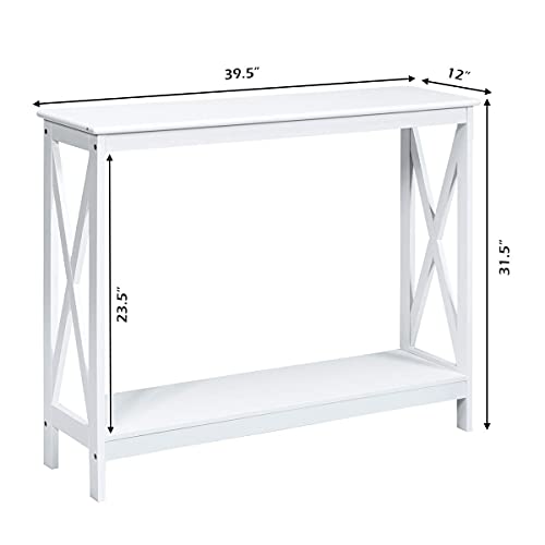 Giantex-Console-Table-2-Tier-with-Storage-ShelfX-Design-Bookshelf-Narrow-Accent-Table-for-Entryway-Hallway-Living-Room-Sofa-Side-Table-White 31q95d4oEAS