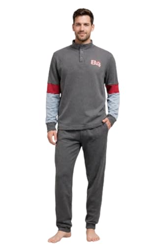 GX GARGIX Pigiama Uomo Invernale in Pile Coral Maglia a