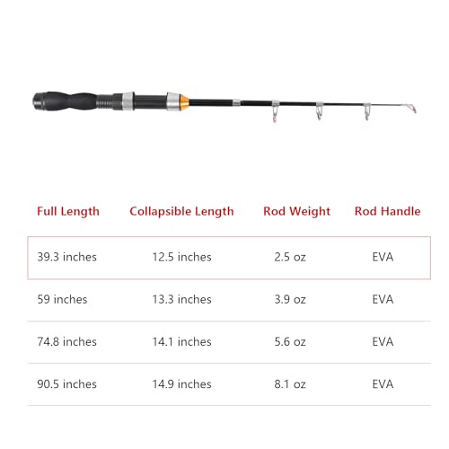 telescopic collapsible extendable fishing rod for saltwater and freshwater lightweight and compact design