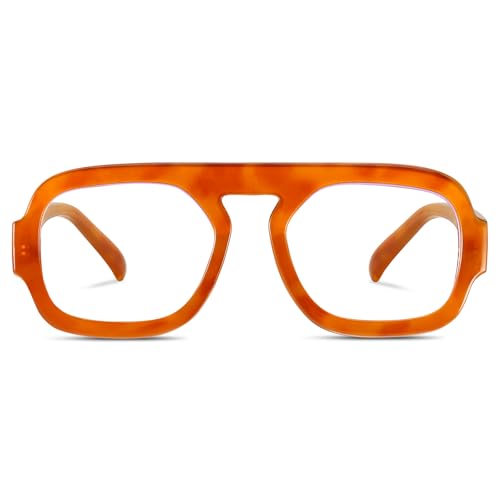 Image of Aviator Blue Light Blocking Glasses for Women Men Square Flat Top Computer TV Eyeglasses Anti Eyestrain
