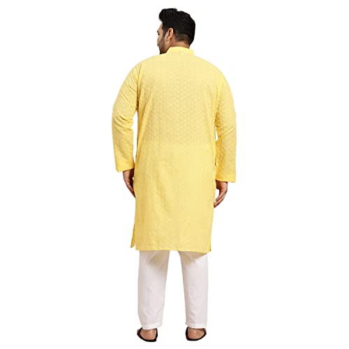 Sojanya PLUS (Since 1958), Men's 100% Cotton Chikankari Kurta & Off-White Churidaar Pyjama2