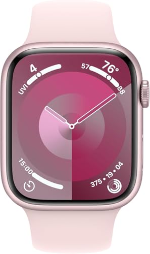 Image of Apple Watch Series 9 [GPS 45mm] Pink Aluminum Case with Pink Sport Band S /M (Renewed Premium)