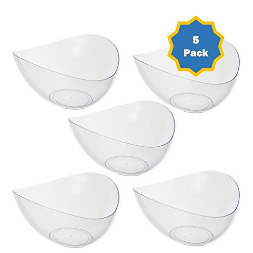 Plastic Serving Bowls| Disposable, Medium Clear Angled Bowls For Parties, Buffet, Chips, Salads