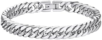 Richsteel Stainless Steel/Gold/Black Plated Link Chain Bracelet for Men 8/12/17mm Width, 7.4/8.2/9 Inch Length Classic Jewelry(Gift Wrapped)