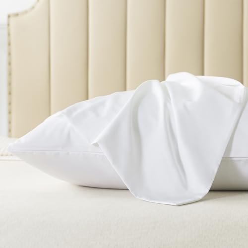 WhatsBedding Queen Size Pillowcases Set of 2, 20x30 Cotton Pillow Case with Envelope Closure, Soft & Breathable Pillow Covers for Bed, White