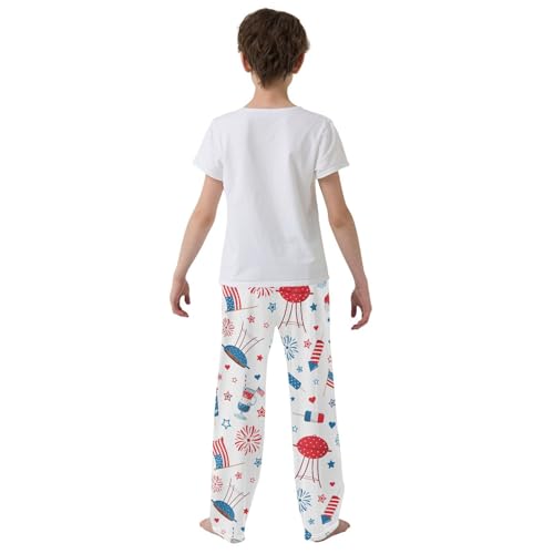 ZZXXB American Independence Day Barbecue Boys Long Pants Soft Trousers Elastic Waist Kids Lounge Bottoms with Pockets S-XL3