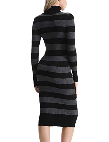Image of Rocorose Women's Turtleneck Ribbed Elbow Long Sleeve Knit Sweater Dress