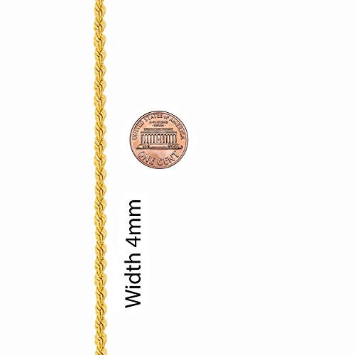 LIFETIME JEWELRY 4mm Gold Rope Chain for Men & Women 24k Real Gold Plated Diamond Cut Gold Necklace 16 to 30 Inch