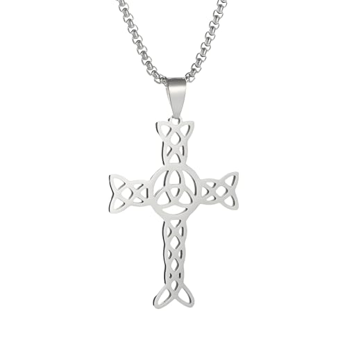Collier en Argent Sterling 925 Anti-Ternissement, Croix Celtique Durable pour Hommes