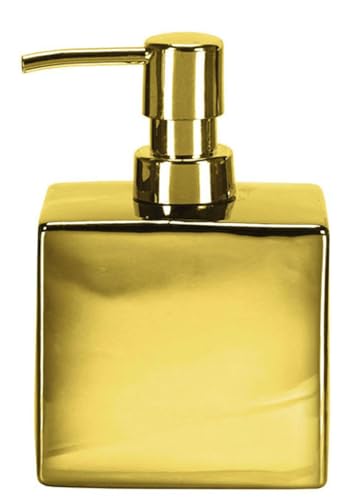 Gedy Glamour Dosificador de Jabón de Sobremesa, Porcelana, Oro, 14.5x11.5x6.6 cm