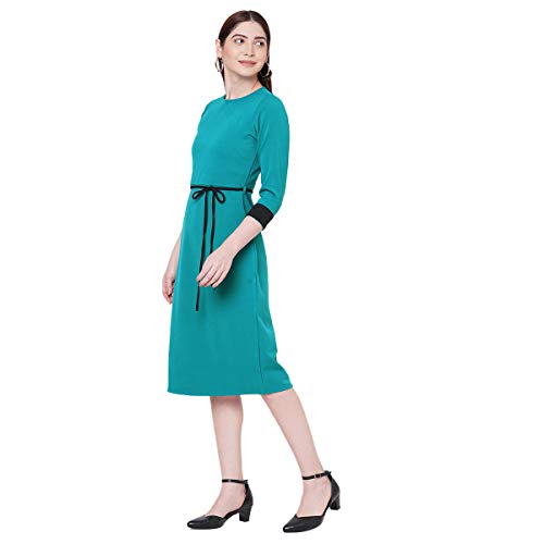 109 F Women's Plain Below Knee Dress (8907540462553_Teal Green_XXLarge