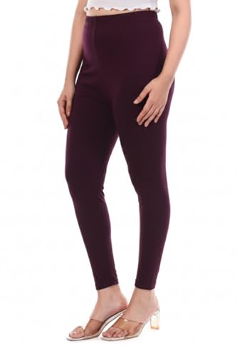 Image of TPF Women Cotton Lycra Ankle Length Leggings | 4 Way Stretchable | Mid Waist Slim Fit Tights | Soft Comfortable Ankle Legging for Girls & Ladies