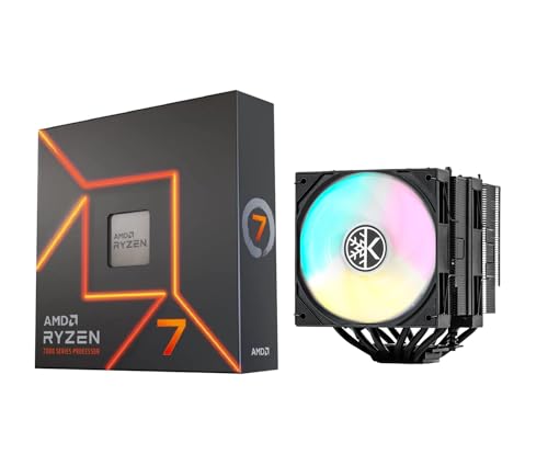 MICRO CENTER CPU Air Coolor Combo - AMD Ryzen 7 7700X CPU Processor with KINGCOOL Iron Wind 120mm ARGB CPU Air Cooler