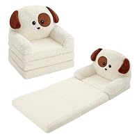 MOONBEEKI Comfy Toddler Chair, Kids Couch Fold Out to Lounger, Foldable Baby Sofa Plush for Girl and Boy Age 18 Months and Up （Charlie Dog）