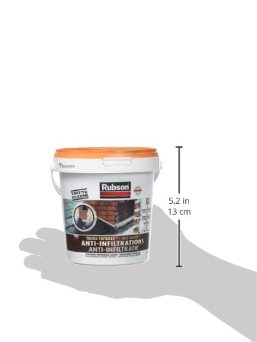 Image of Rubson Anti-infiltrations 100% Silicone Waterproofing solution|Stop Leak All Roof (Flat & Sloped), Crack proof in single coat,Super tacky, Idea for leaking roofs, gutters, tiles, walls Terracotta-1kg